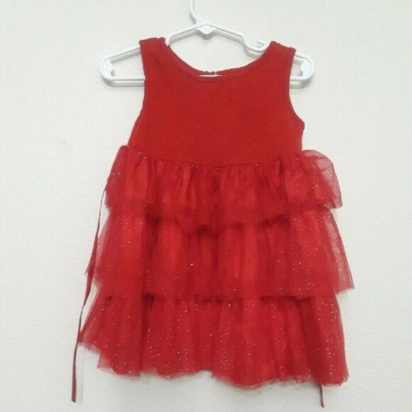 Red Ruffled Kids Dress - Picture 1 of 4